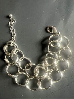Silver Multi-Link Circle Bracelet - Women Jewelry -10 inches
